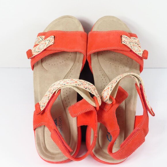 Clarks Collection Adjustable Suede Sandals Amanda Sprint Coral Pink Women's 10 W - Picture 10 of 12
